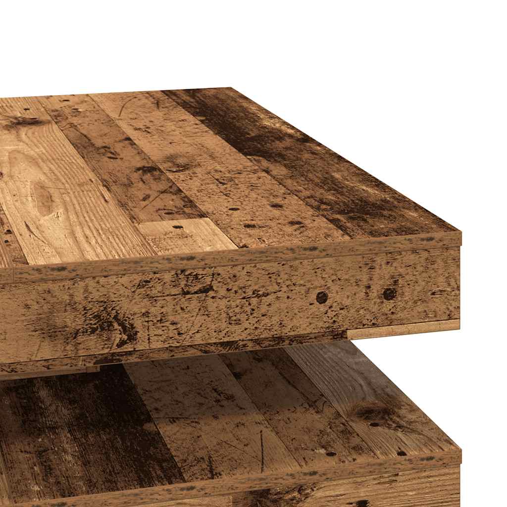 Table basse rotative à 360 degrés vieux bois 90x90x34,5 cm