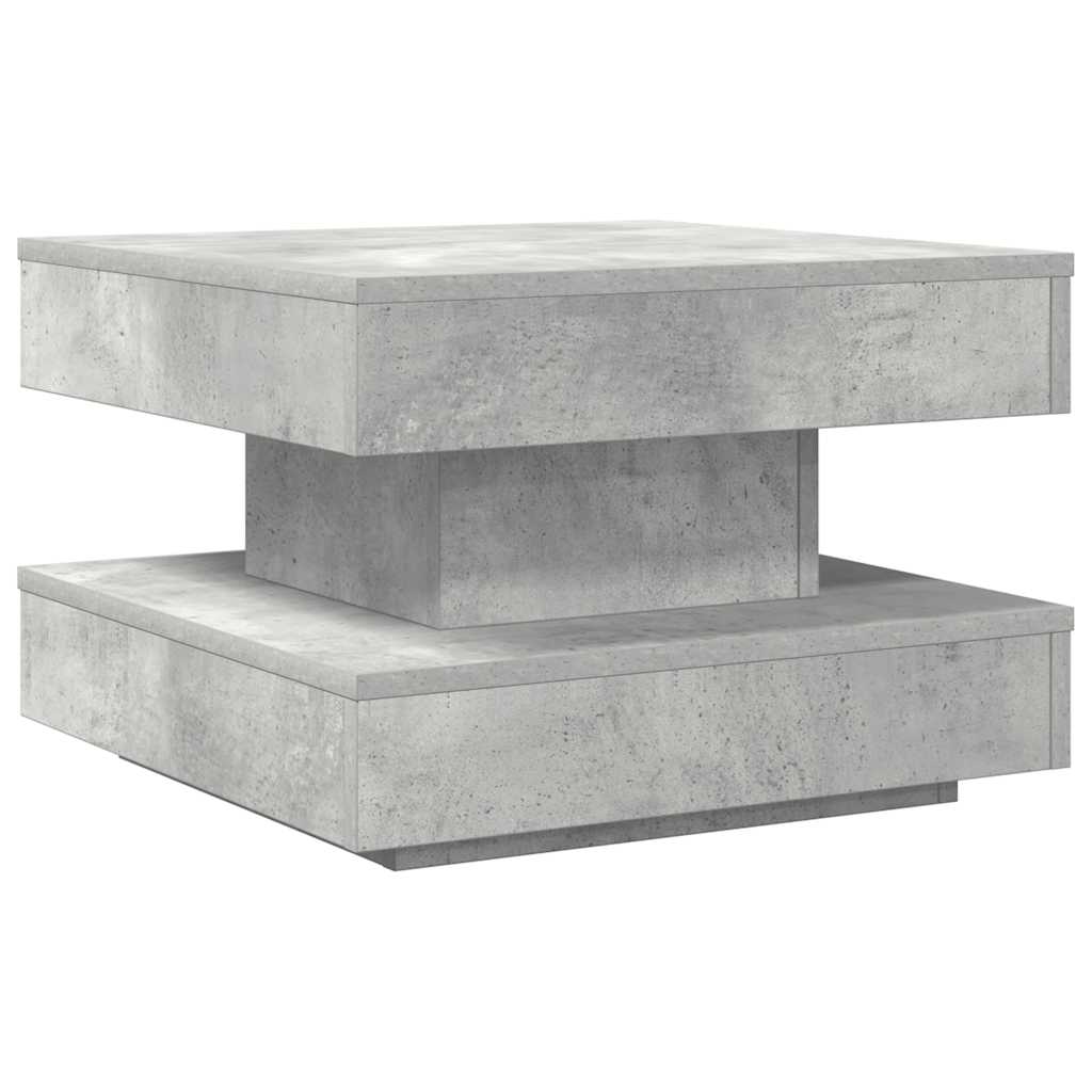 Table basse rotative à 360 degrés gris béton 50x50x34,5 cm