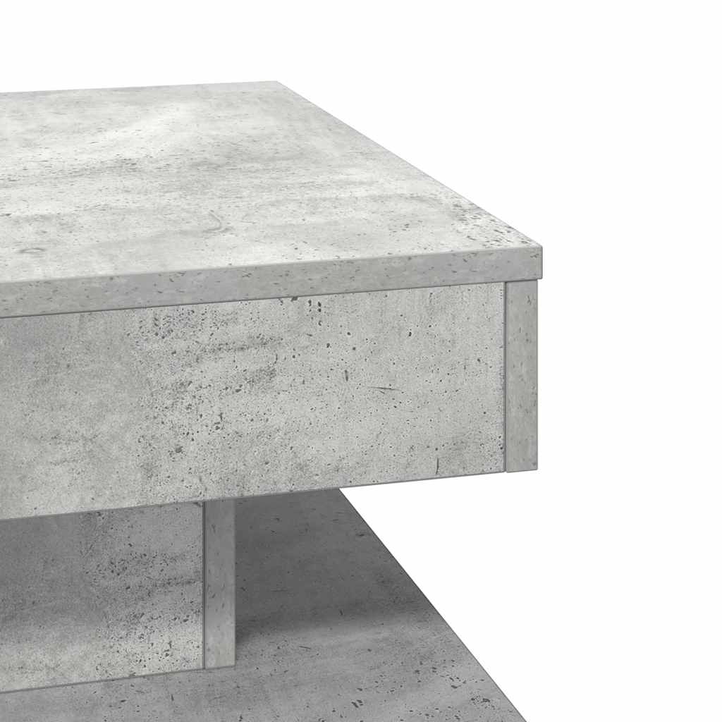 Table basse rotative à 360 degrés gris béton 50x50x34,5 cm