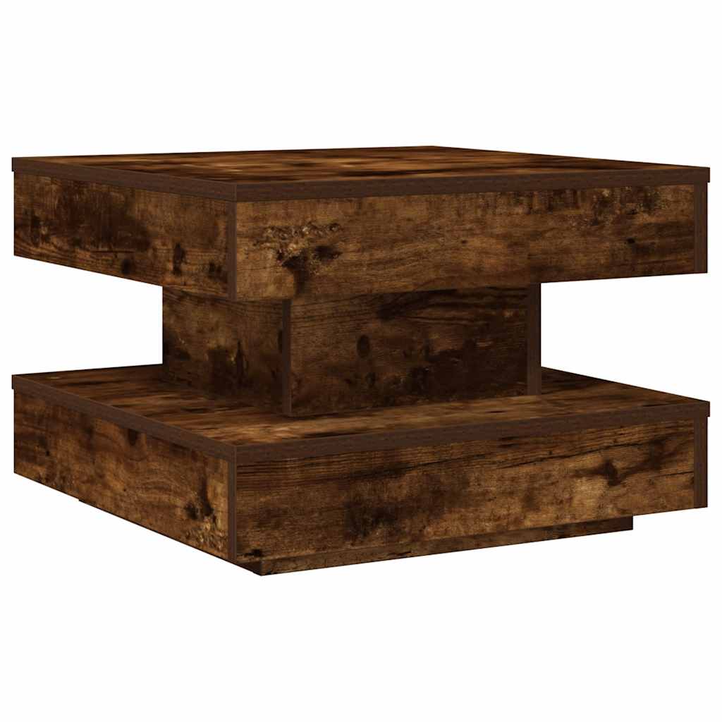 Table basse rotative à 360 degrés chêne fumé 50x50x34,5 cm