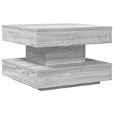 Table basse rotative à 360 degrés sonoma gris 50x50x34,5 cm