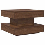 Table basse rotative à 360 degrés chêne marron 50x50x34,5 cm