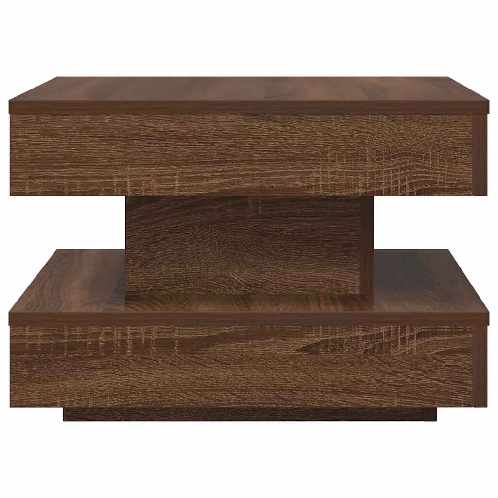 Table basse rotative à 360 degrés chêne marron 50x50x34,5 cm