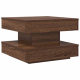 Table basse rotative à 360 degrés chêne marron 50x50x34,5 cm