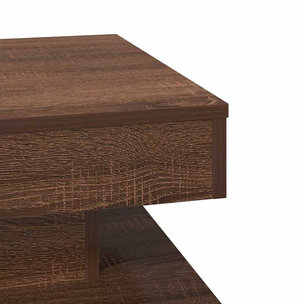 Table basse rotative à 360 degrés chêne marron 50x50x34,5 cm