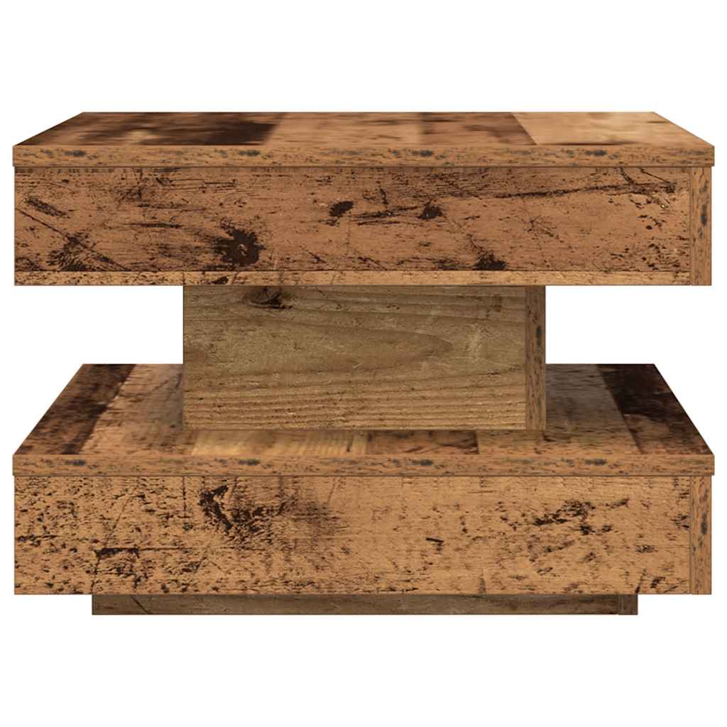 Table basse rotative à 360 degrés vieux bois 50x50x34,5 cm