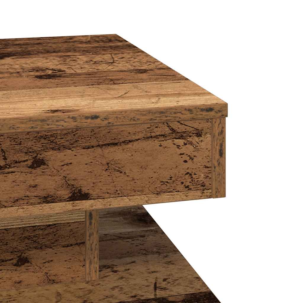 Table basse rotative à 360 degrés vieux bois 50x50x34,5 cm