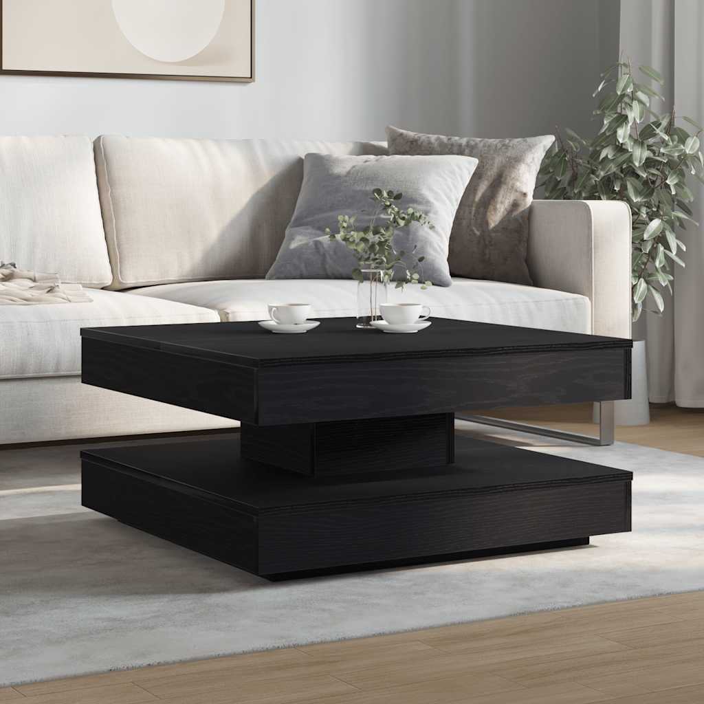 Table basse rotative à 360 degrés noir 70x70x34,5 cm