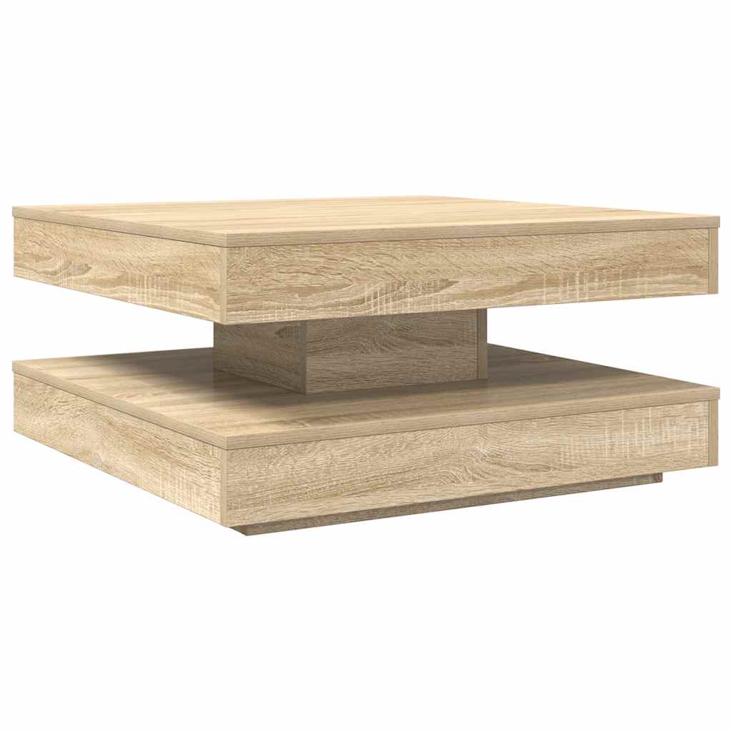 Table basse rotative à 360 degrés chêne sonoma 70x70x34,5 cm