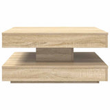 Table basse rotative à 360 degrés chêne sonoma 70x70x34,5 cm