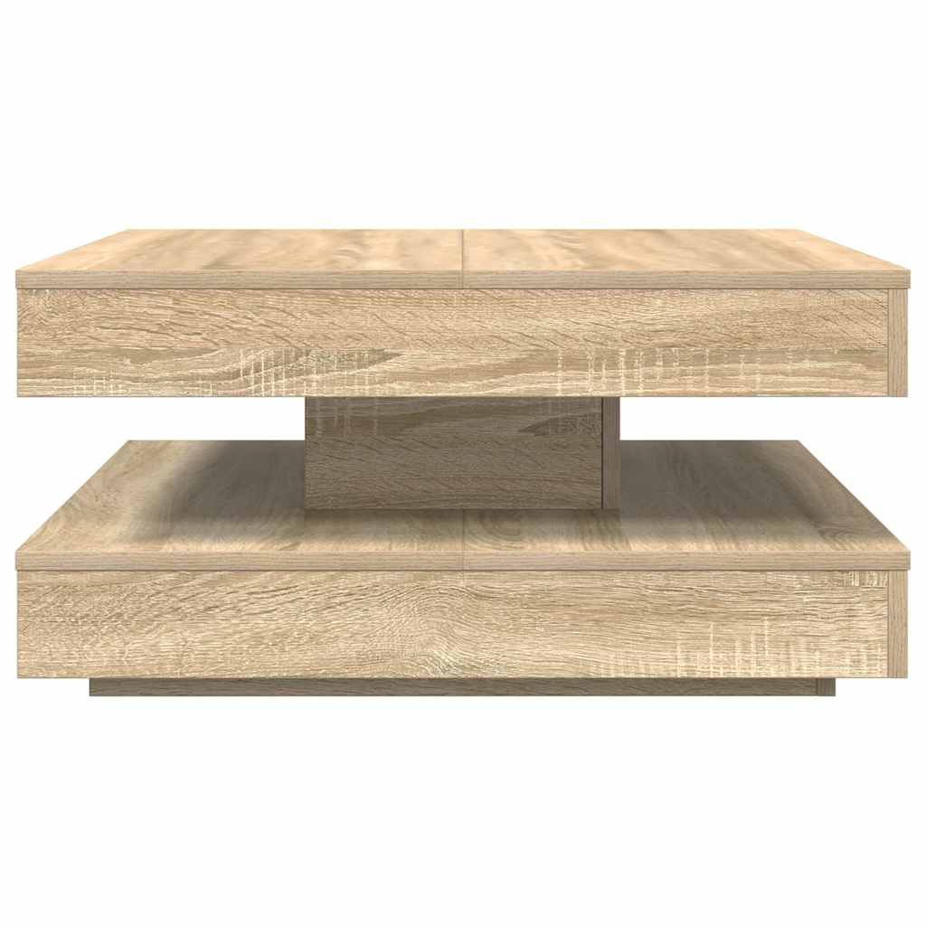 Table basse rotative à 360 degrés chêne sonoma 70x70x34,5 cm