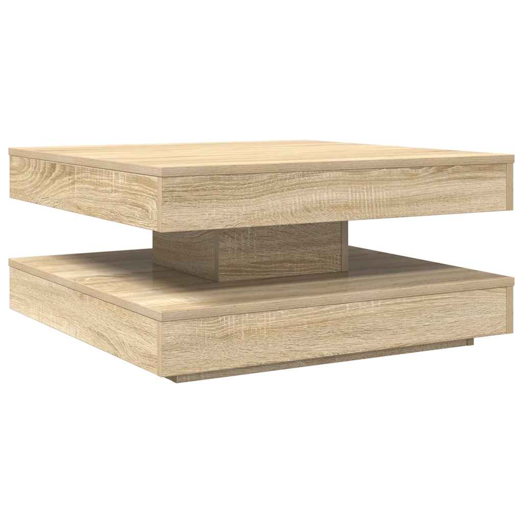 Table basse rotative à 360 degrés chêne sonoma 70x70x34,5 cm