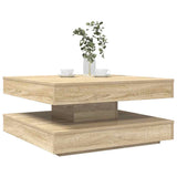 Table basse rotative à 360 degrés chêne sonoma 70x70x34,5 cm