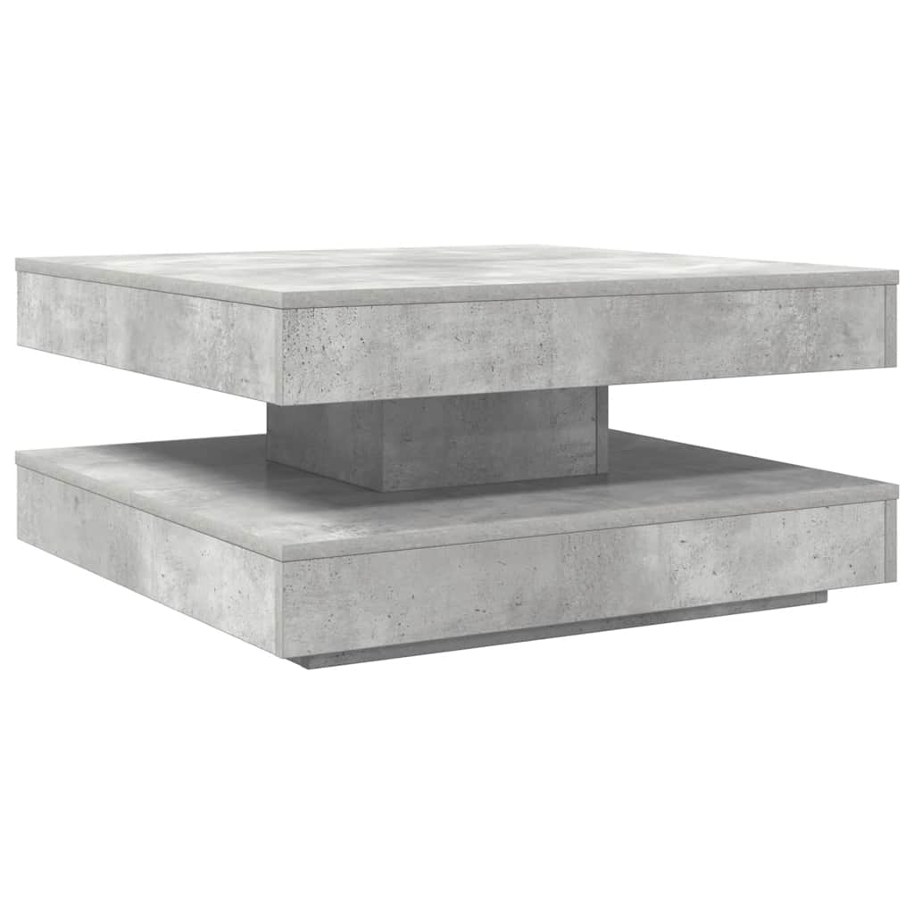 Table basse rotative à 360 degrés gris béton 70x70x34,5 cm