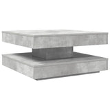 Table basse rotative à 360 degrés gris béton 70x70x34,5 cm