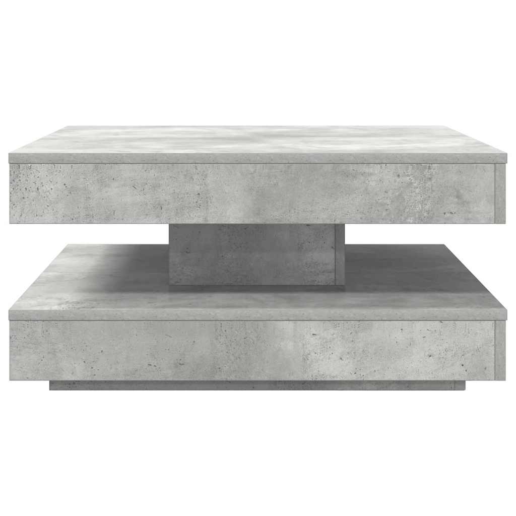 Table basse rotative à 360 degrés gris béton 70x70x34,5 cm