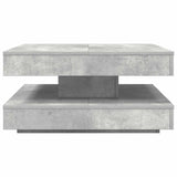 Table basse rotative à 360 degrés gris béton 70x70x34,5 cm