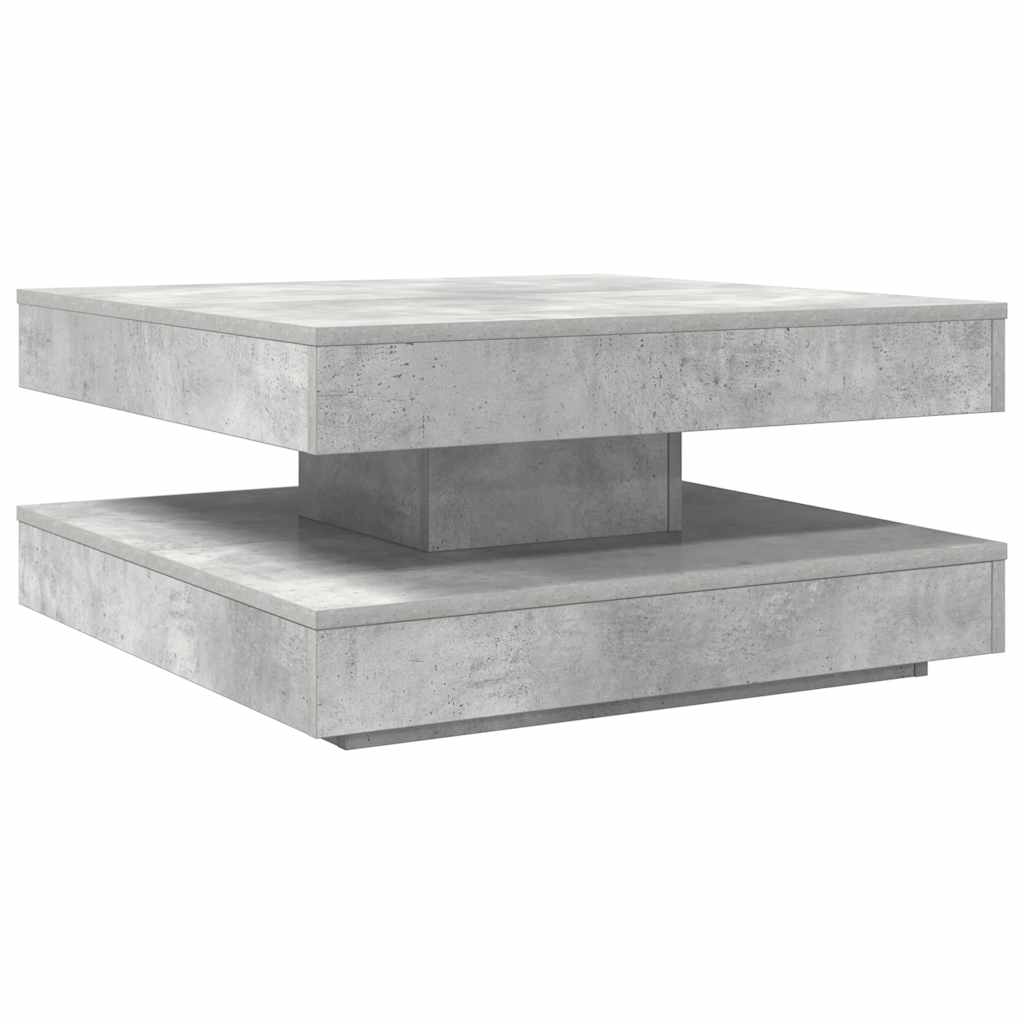 Table basse rotative à 360 degrés gris béton 70x70x34,5 cm