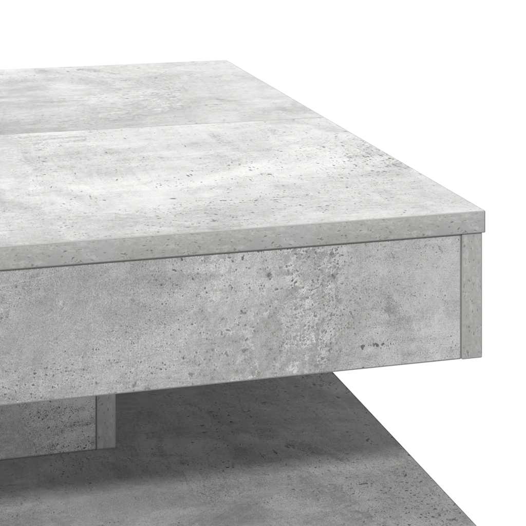 Table basse rotative à 360 degrés gris béton 70x70x34,5 cm