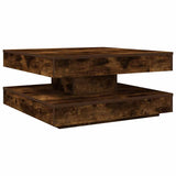 Table basse rotative à 360 degrés chêne fumé 70x70x34,5 cm