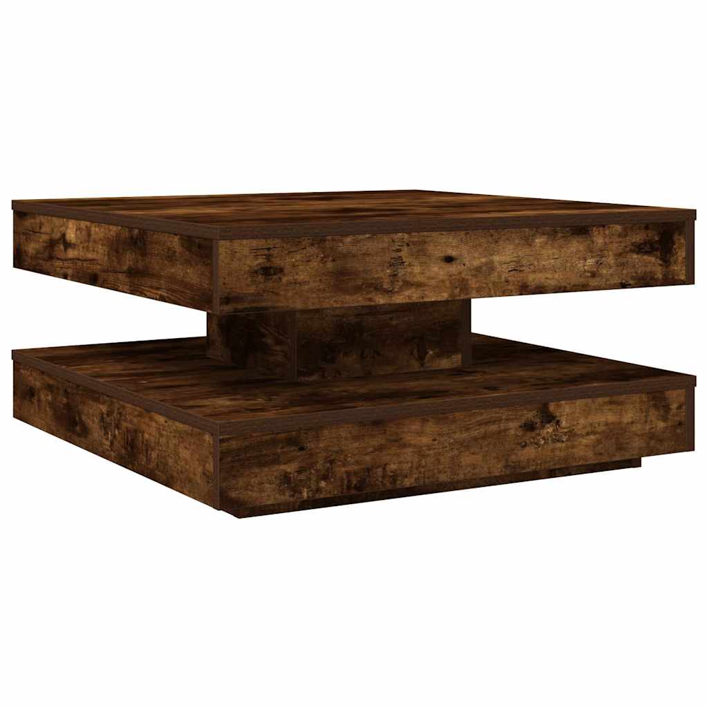 Table basse rotative à 360 degrés chêne fumé 70x70x34,5 cm