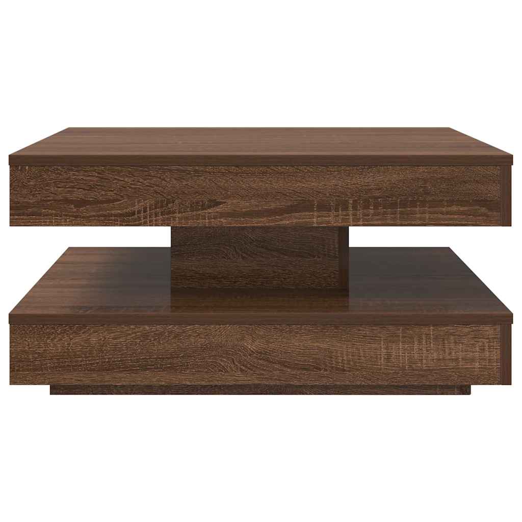 Table basse rotative à 360 degrés chêne marron 70x70x34,5 cm