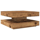 Table basse rotative à 360 degrés vieux bois 70x70x34,5 cm