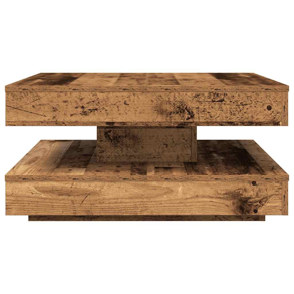 Table basse rotative à 360 degrés vieux bois 70x70x34,5 cm