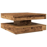 Table basse rotative à 360 degrés vieux bois 70x70x34,5 cm