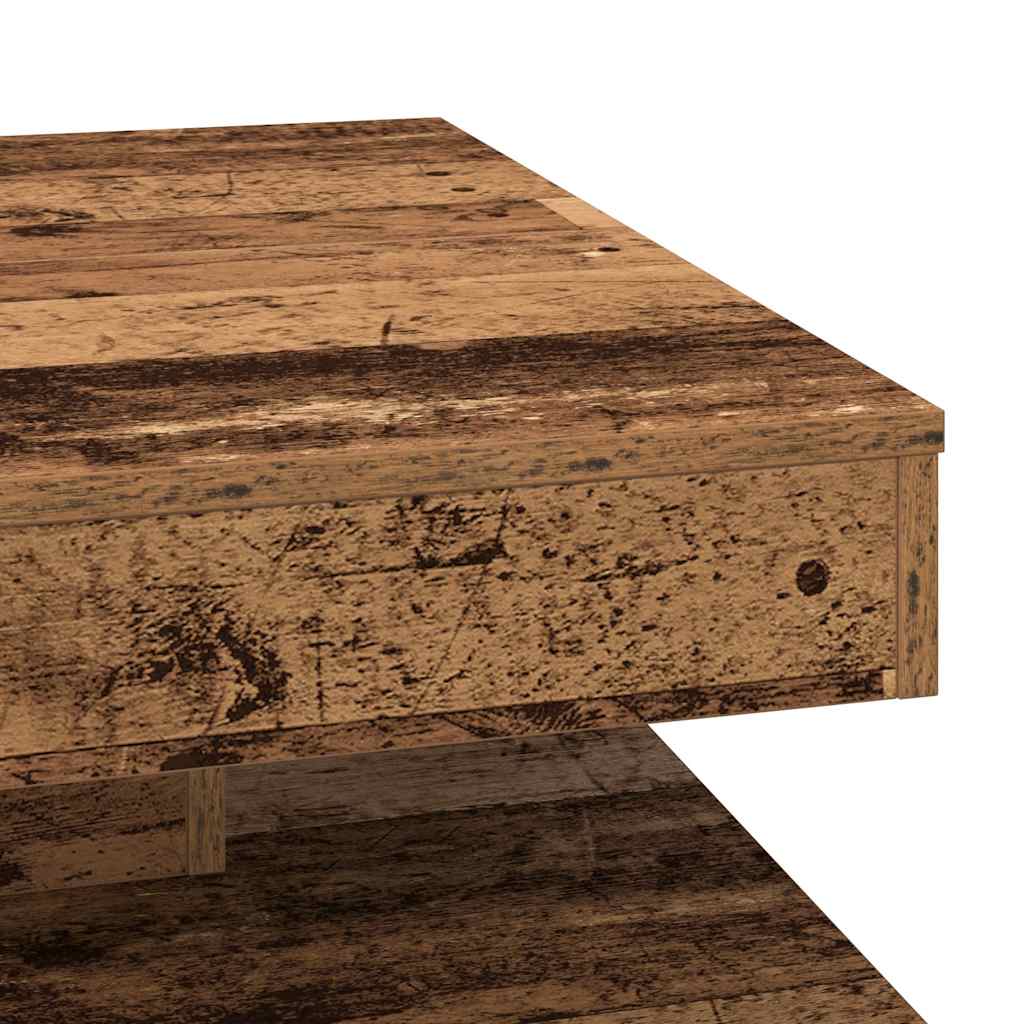 Table basse rotative à 360 degrés vieux bois 70x70x34,5 cm