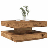 Table basse rotative à 360 degrés vieux bois 70x70x34,5 cm