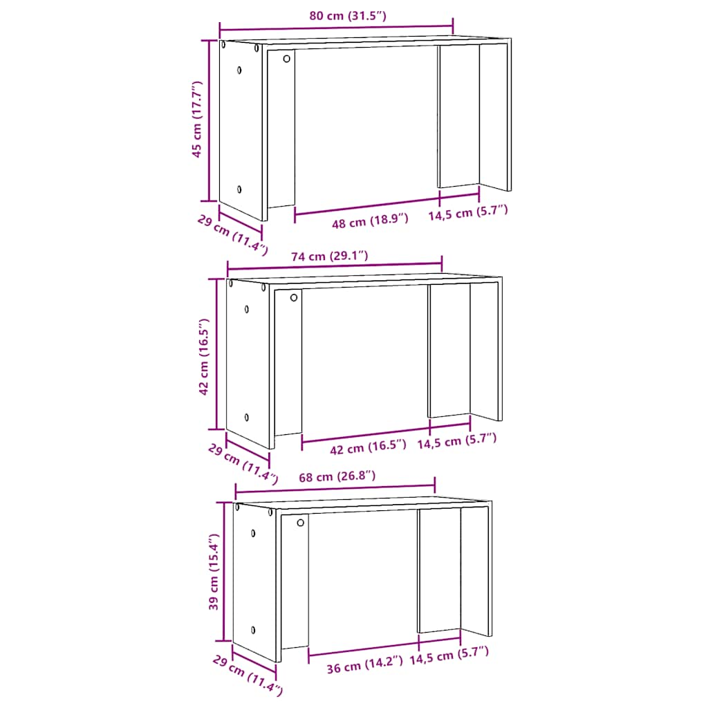 Tables gigognes 3 pcs blanc bois d'ingénierie