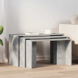 Nesting tables 3 pcs concrete gray engineered wood