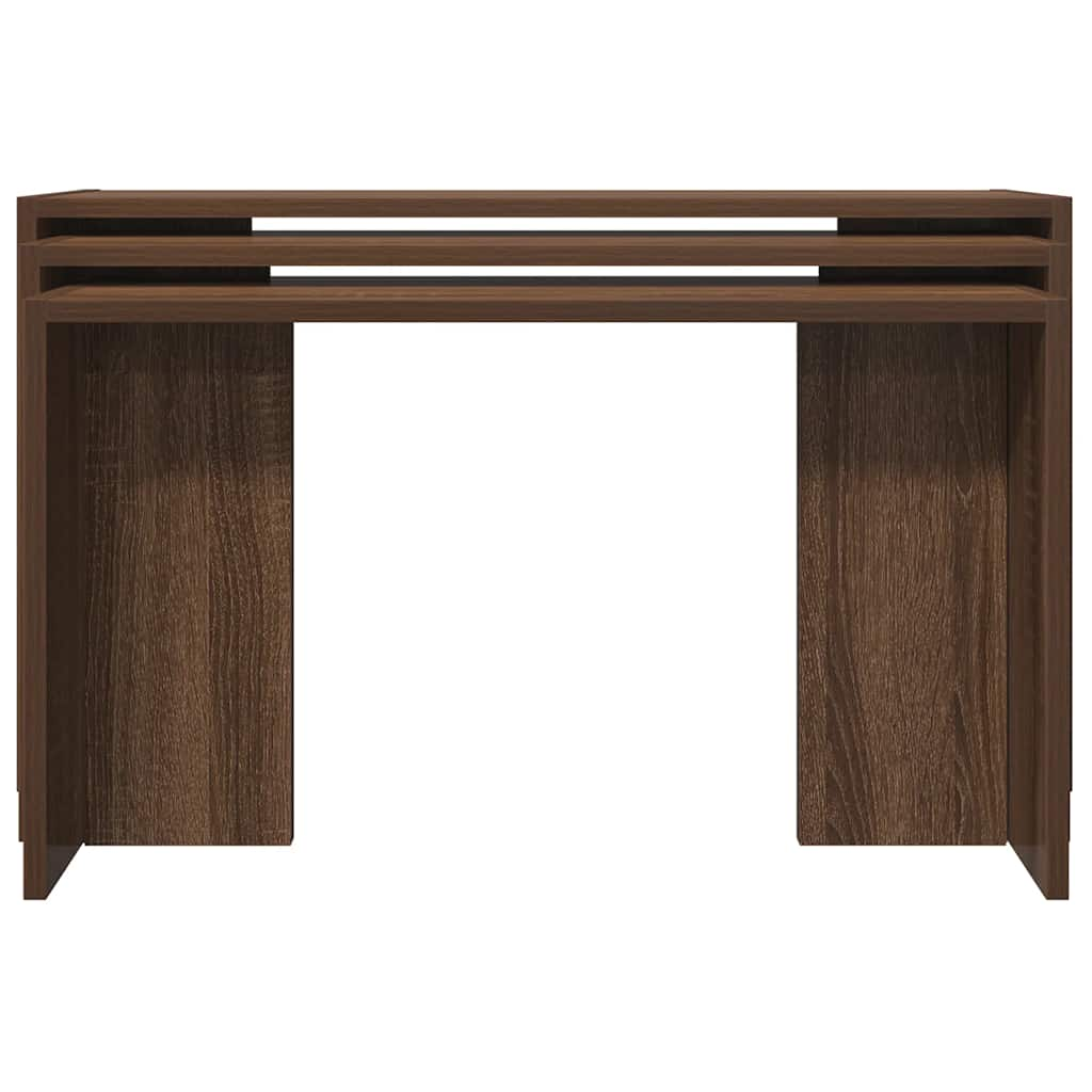 Nesting tables 3 pcs oak brown engineered wood