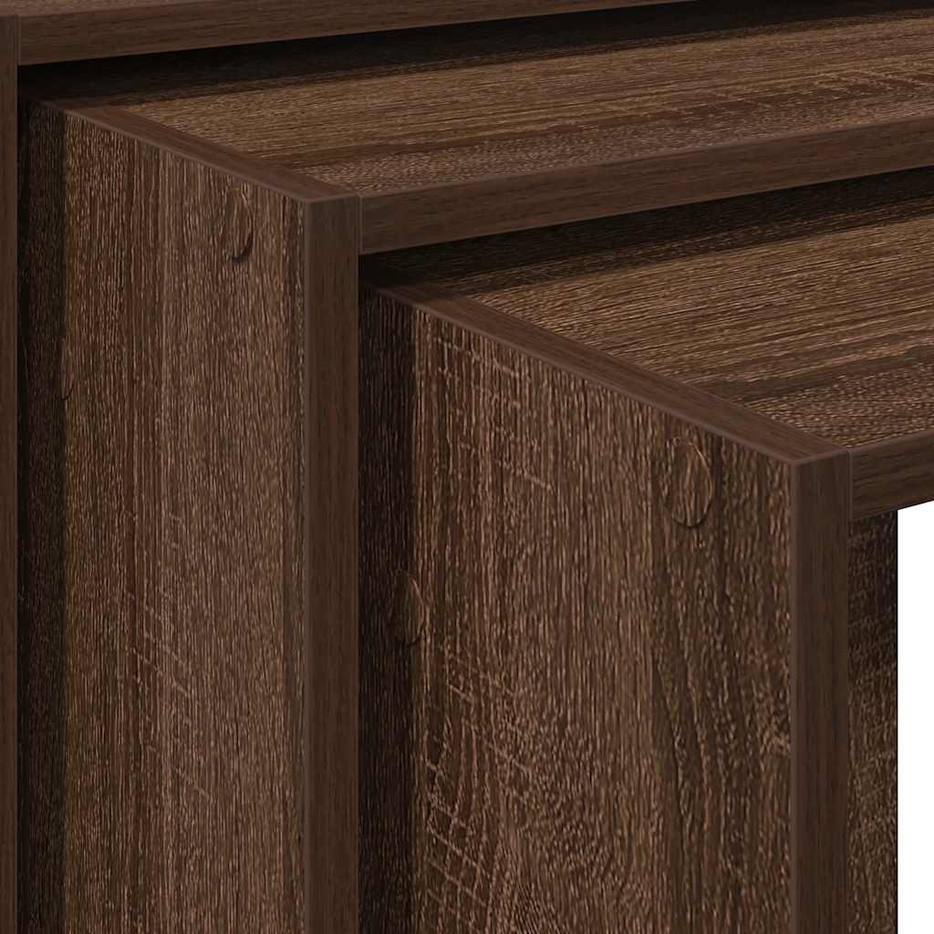 Nesting tables 3 pcs oak brown engineered wood