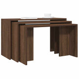 Nesting tables 3 pcs oak brown engineered wood