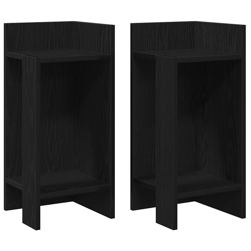 Tables d'appoint 2 pcs avec étagère noir 25,5x27x60 cm