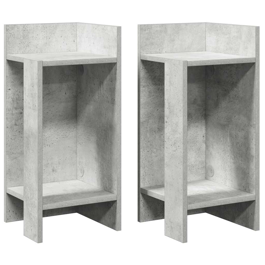 Tables d'appoint 2 pcs avec étagère gris béton 25,5x27x60 cm