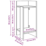 Tables d'appoint 2 pcs avec étagère gris béton 25,5x27x60 cm