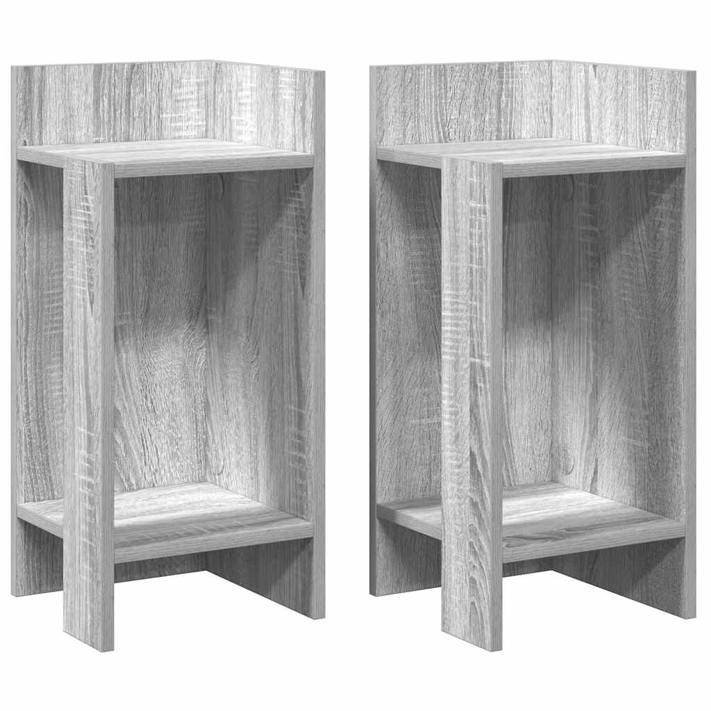 Tables d'appoint 2 pcs avec étagère sonoma gris 25,5x27x60 cm