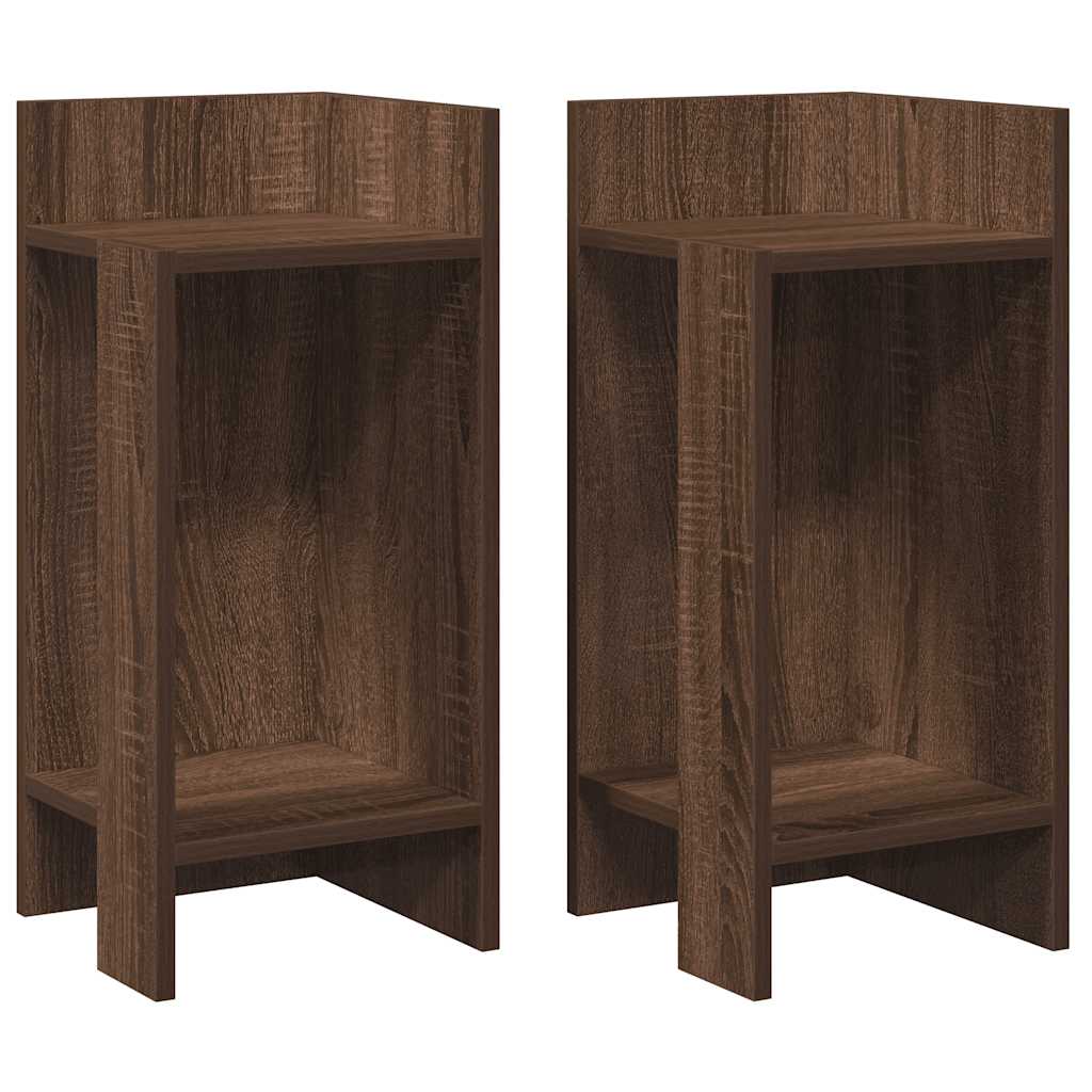 Tables d'appoint 2 pcs avec étagère chêne marron 25,5x27x60 cm