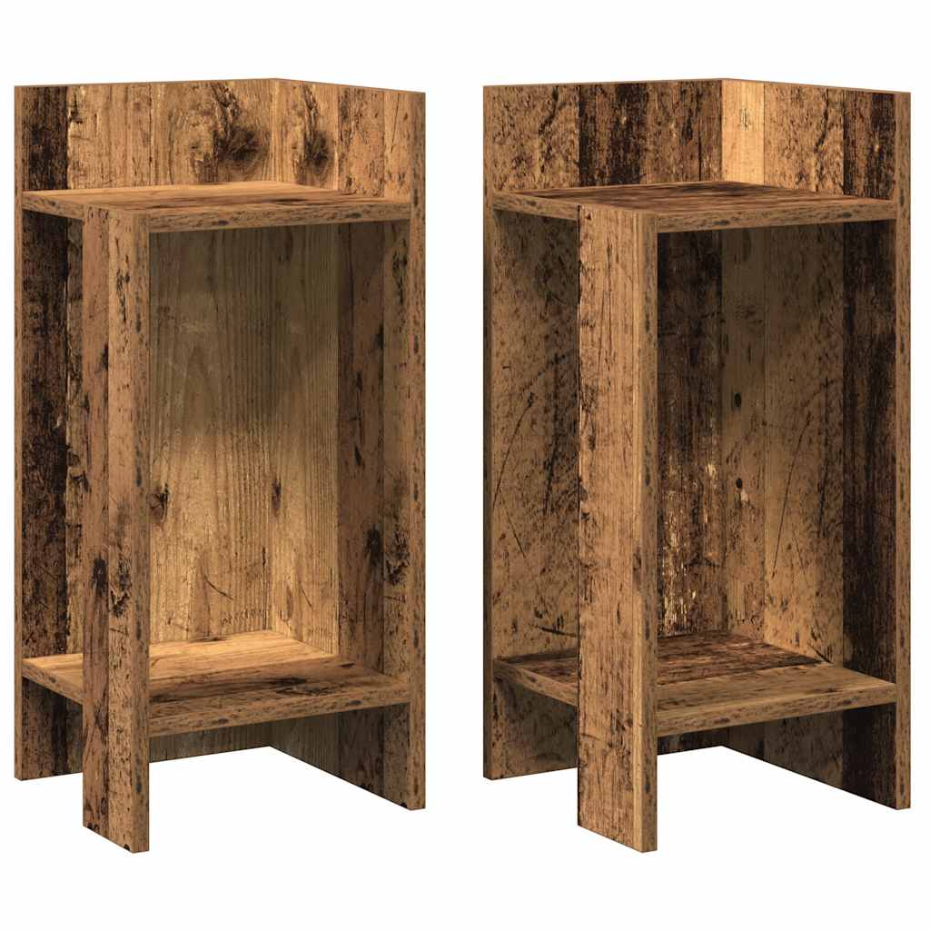 Tables d'appoint 2 pcs avec étagère vieux bois 25,5x27x60 cm