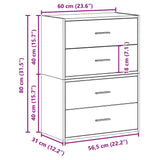 Cabinets with 2 drawers 2pcs white 60x31x40cm engineered wood