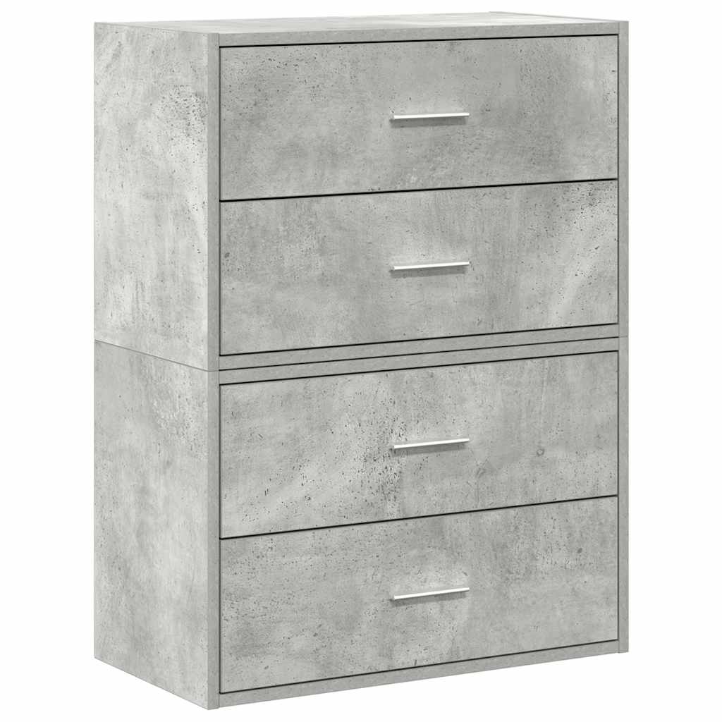 Cabinets with 2 drawers 2 pcs concrete gray engineered wood