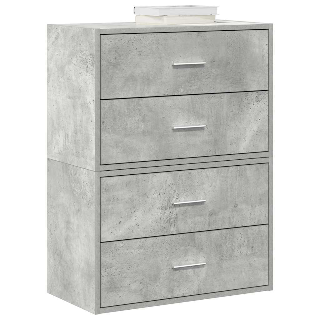 Cabinets with 2 drawers 2 pcs concrete gray engineered wood