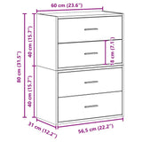 Armoires avec 2 tiroirs 2 pcs chêne fumé bois d'ingénierie