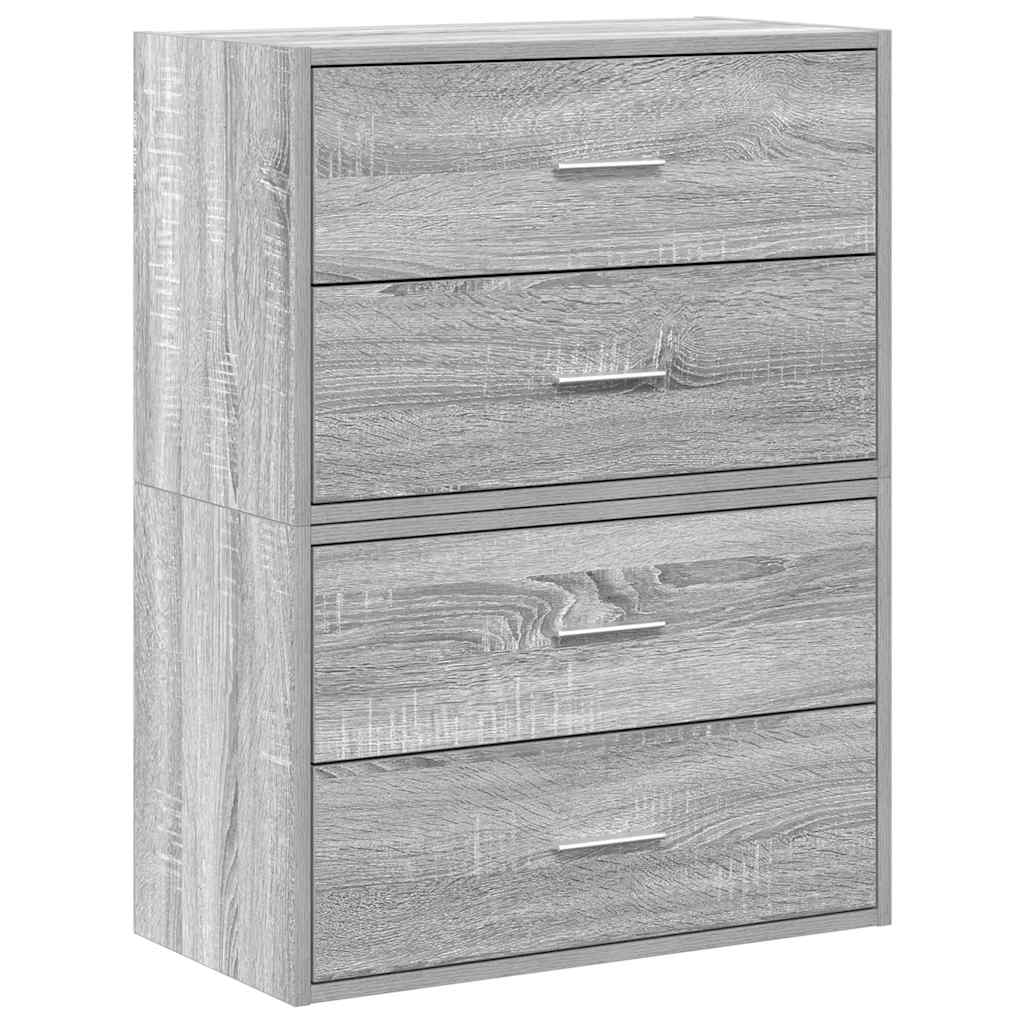 Cabinets with 2 drawers 2 pcs sonoma gray engineered wood