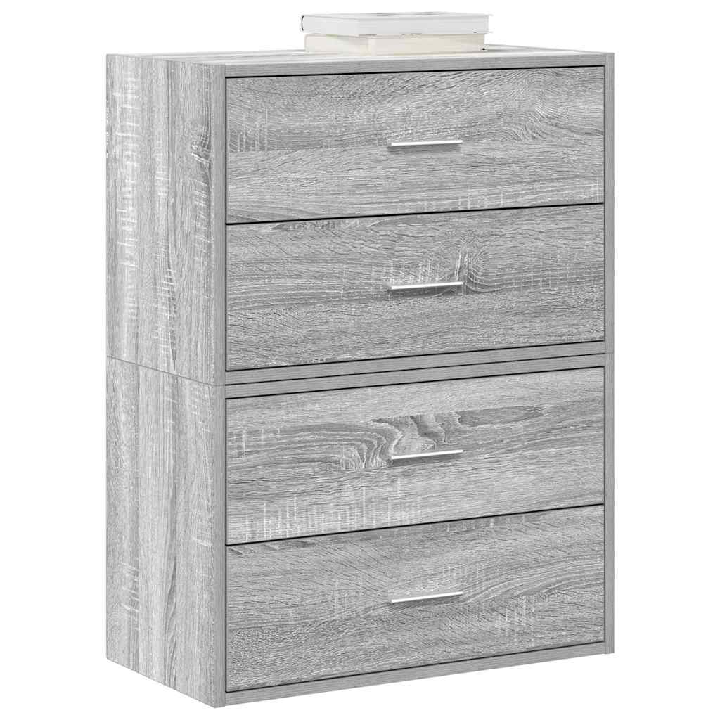 Cabinets with 2 drawers 2 pcs sonoma gray engineered wood