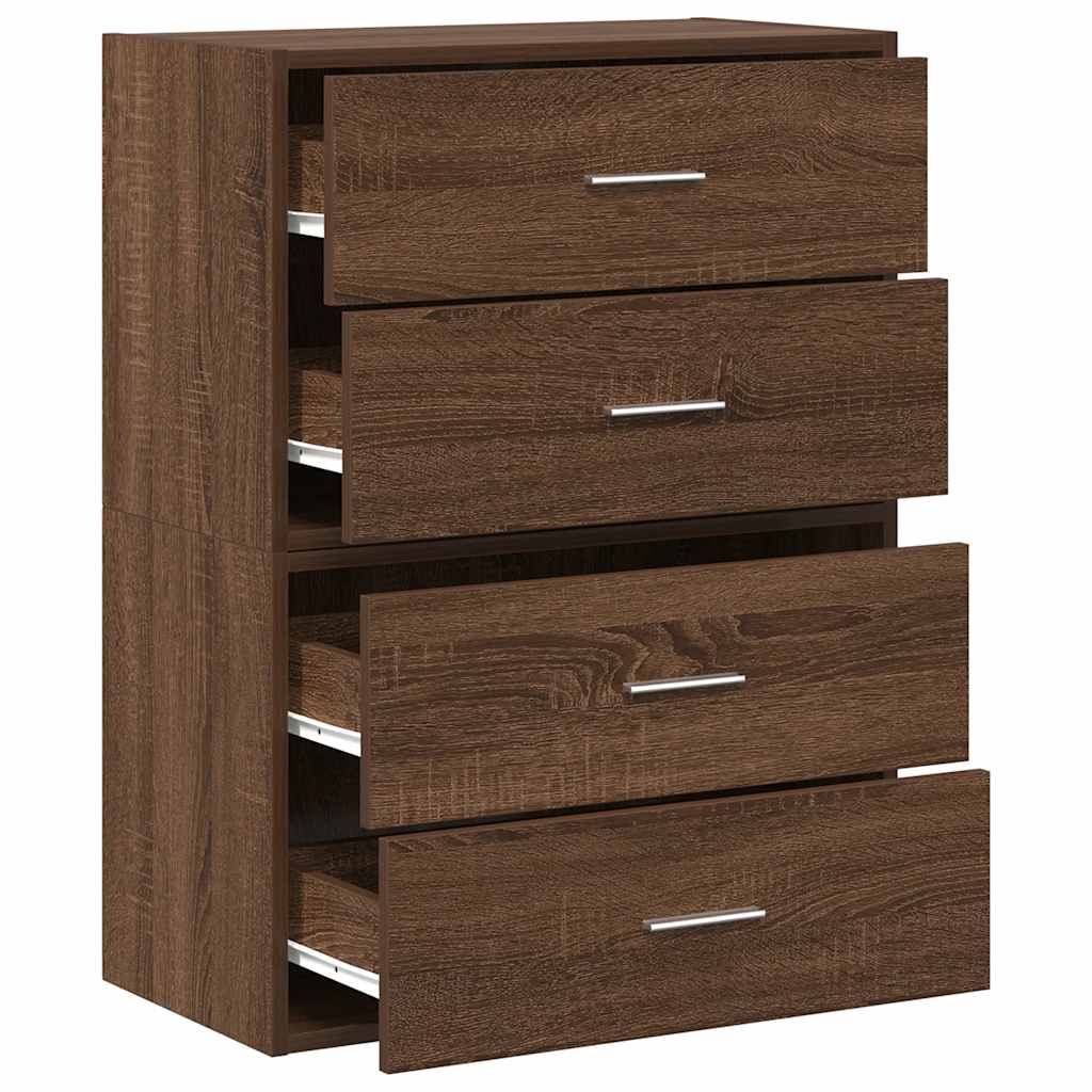 Armoires avec 2 tiroirs 2 pcs chêne marron bois d'ingénierie