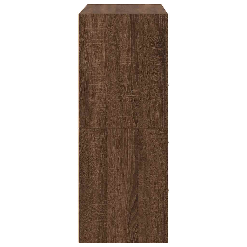 Armoires avec 2 tiroirs 2 pcs chêne marron bois d'ingénierie